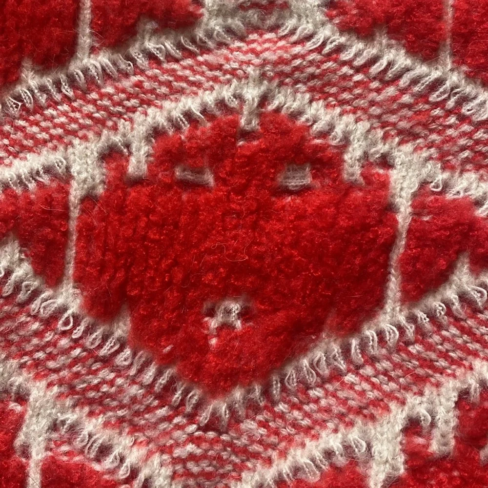 FRNCH Paris WMNS S/M Red Argyle Wool Blend Long Sleeves Pullover Sweater Winter